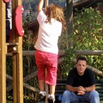 Dad and daughter on playground