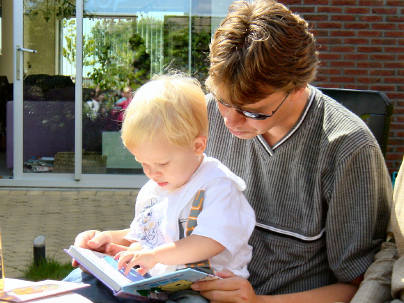 Reading to Son
